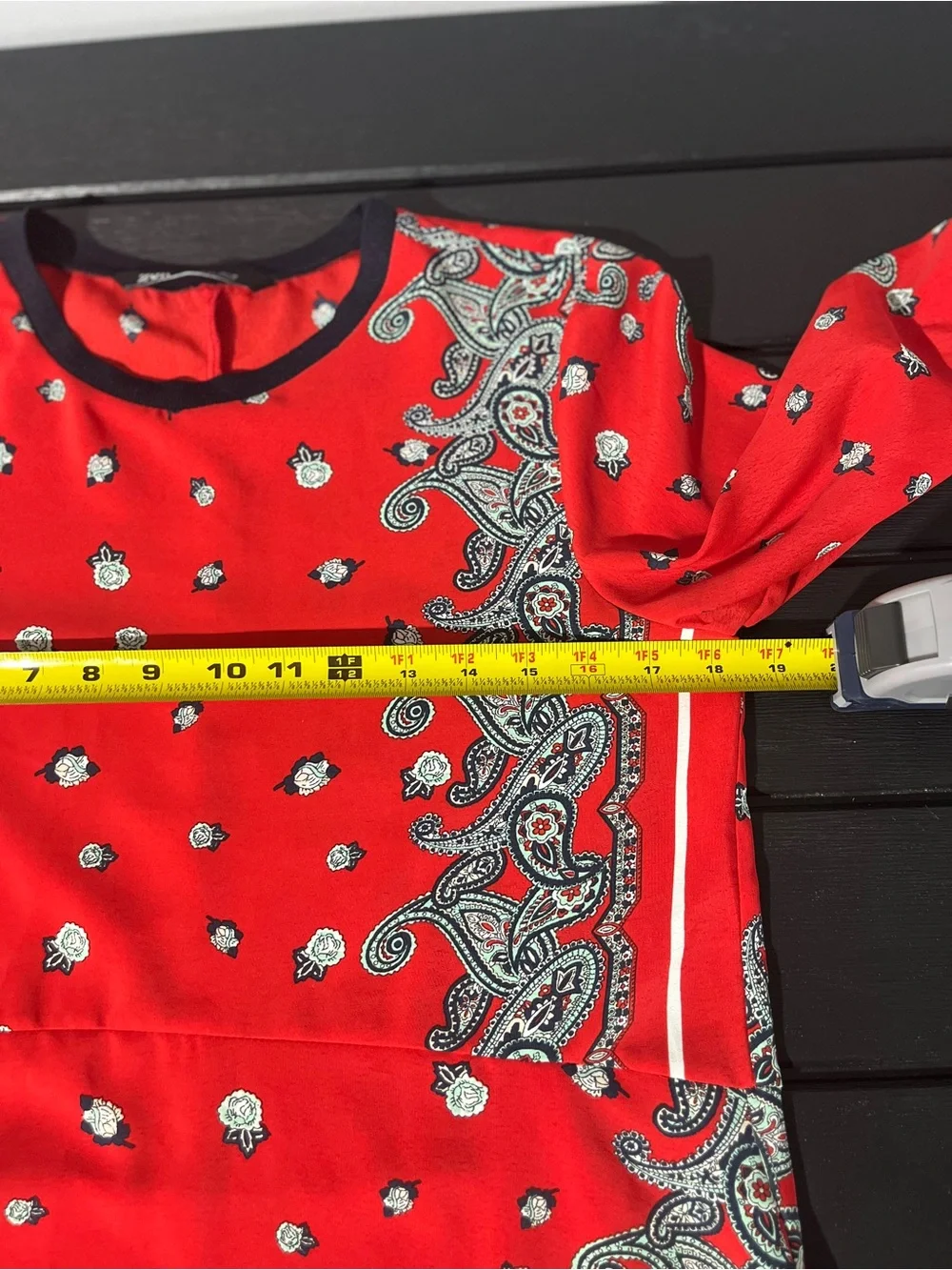 Zara Red Paisley Bandana Scarf Print Boho Dress S